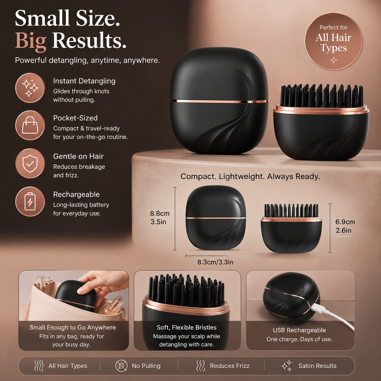 Portable Hair Straightener Brush