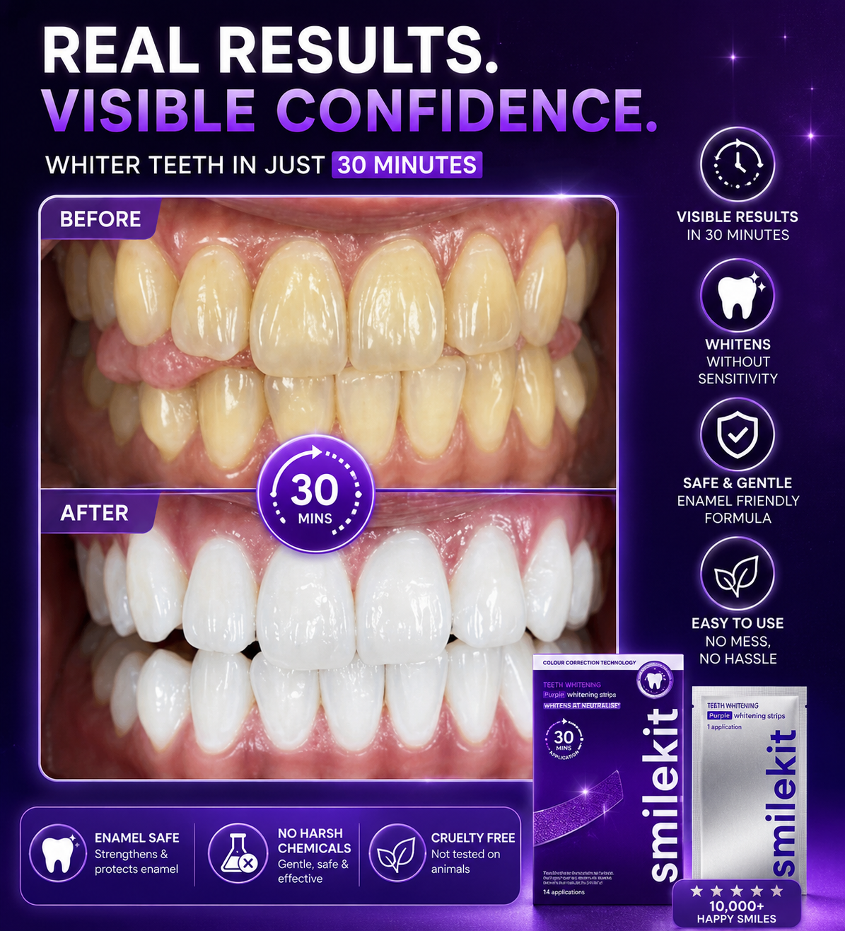 7 Pairs/14 Pcs Purple Teeth Whitening strips