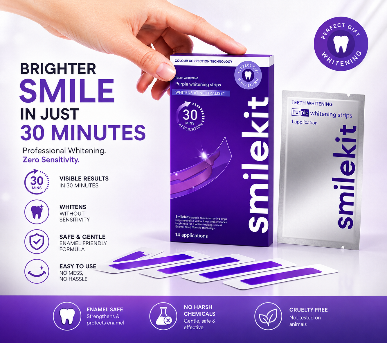 7 Pairs/14 Pcs Purple Teeth Whitening strips
