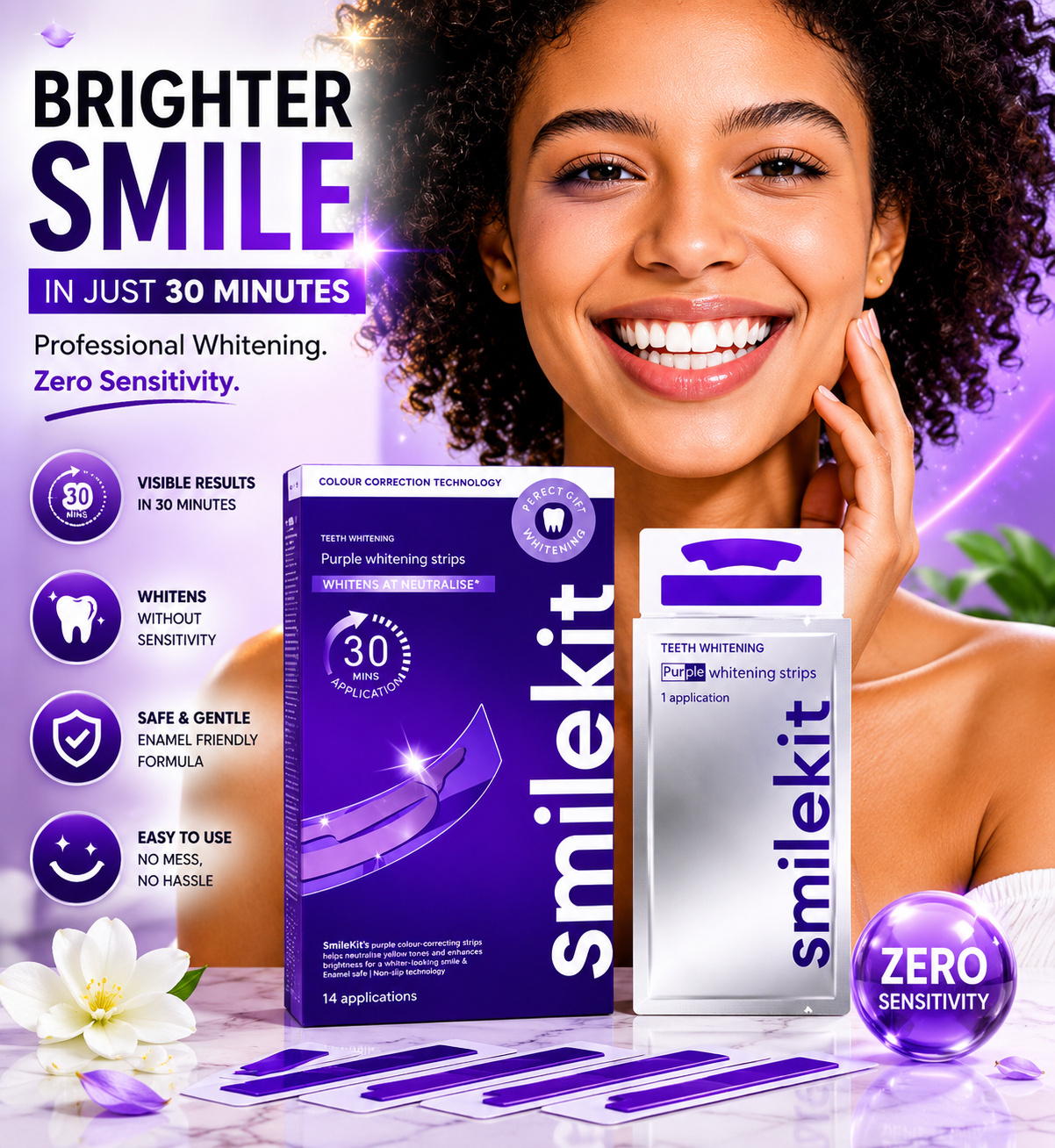 7 Pairs/14 Pcs Purple Teeth Whitening strips